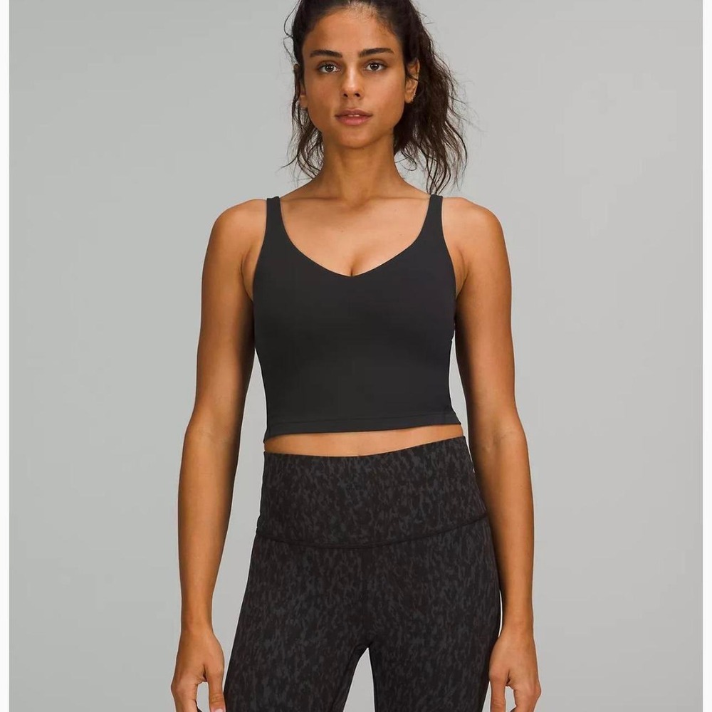 Lululemon Align Tank Top Black Nulu Yoga Crop Bra Size 2 LW1DTUS